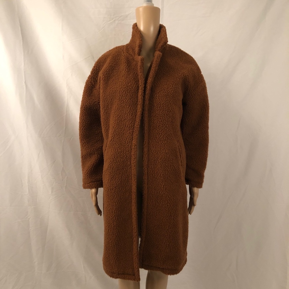 Brown Sherpa Midi Coat